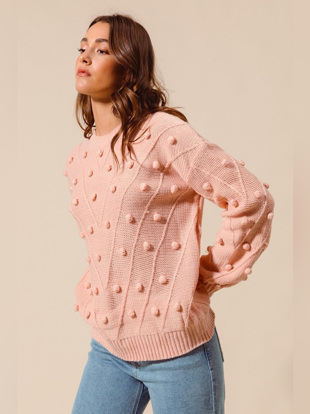 SO ME Pom Pom Textured Knit Sweater Top - Picture 5 of 11